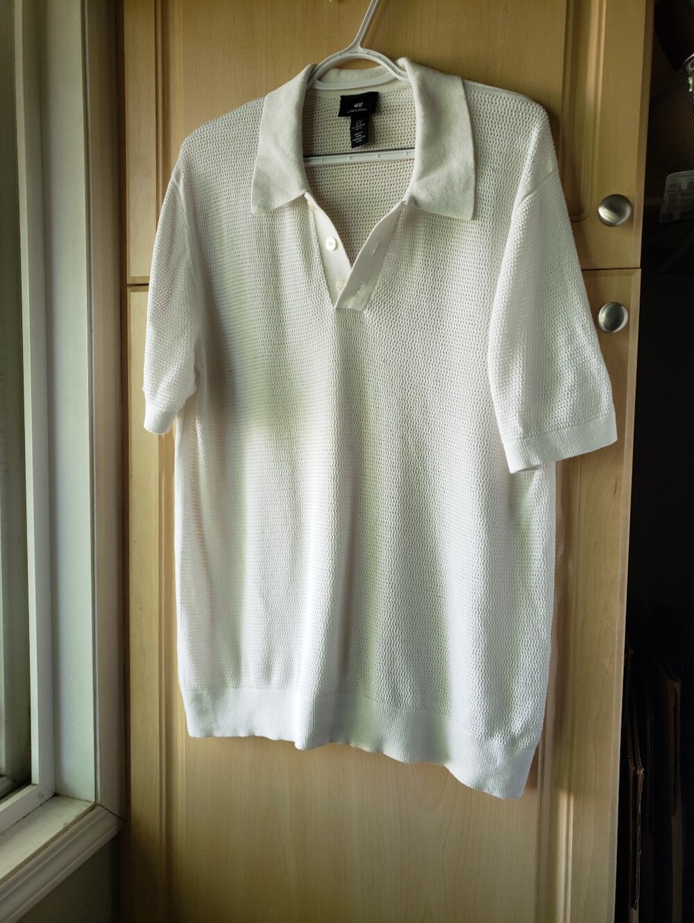 H&M Cream Short-Sleeve Polo Knit Shirt
